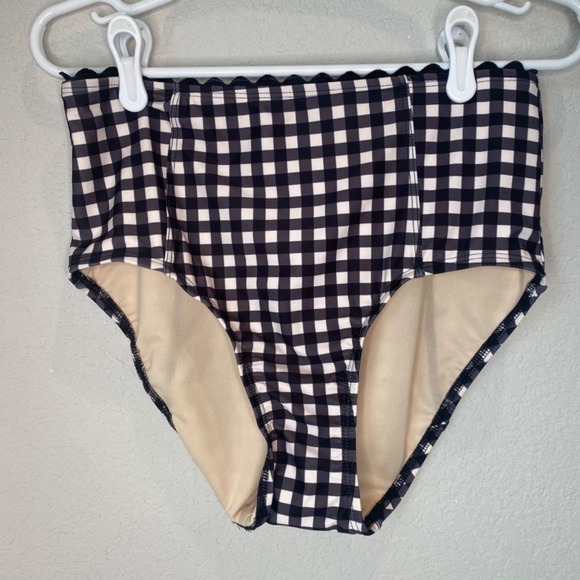 NWT Lime Ricki Black & White Gingham Cropped Top High Waist 2 Piece Bathing Suit - Picture 10 of 11